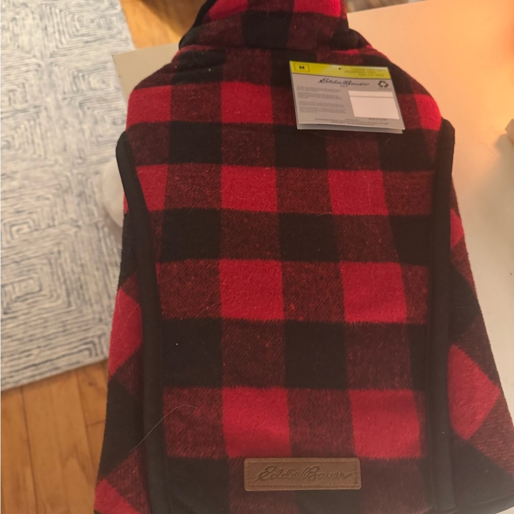 Eddie Bauer Red and Black Plaid Dog Cape